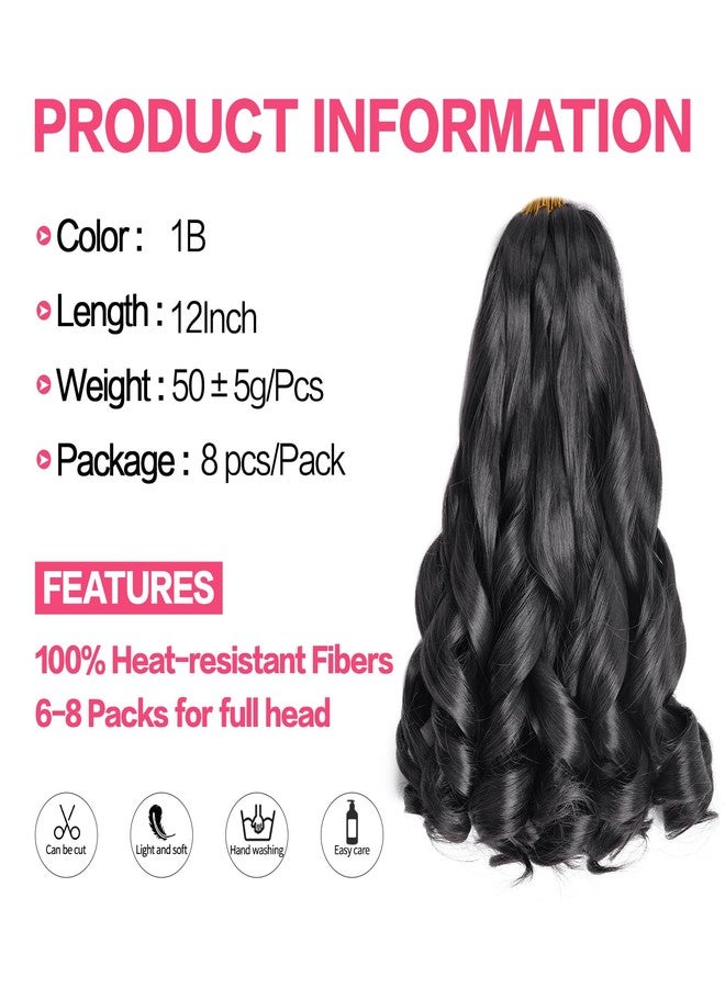 Luoyudu French Curl Braiding Hair 12 Inch 8 Packs Natural Black Curly Braiding Hair Pre Stretched 50g/pack Loose Wavy Crochet Hair Synthetic Hair Extensions for Black Women (12 inch,8 packs, 1B) - Image 2